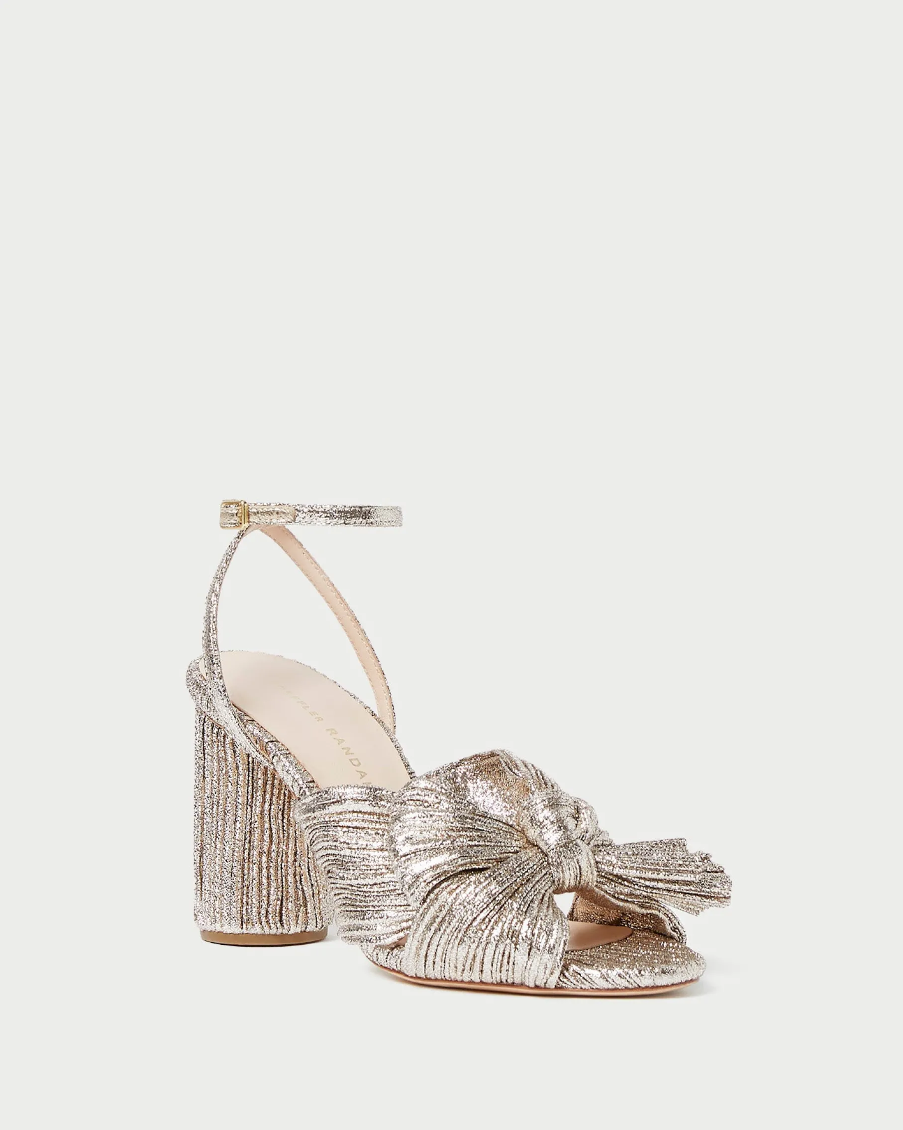 Camellia White Pleated Bow Heel