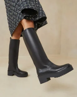 Carlee Black Tall Lug Boot