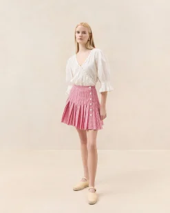 Caroline Red Gingham Pleated Skirt