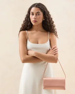 Charlee Cream Satin Shoulder Bag
