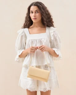 Charlee Cream Satin Shoulder Bag