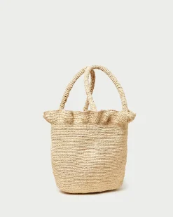 Cyrus Natural Ruffled Woven Tote