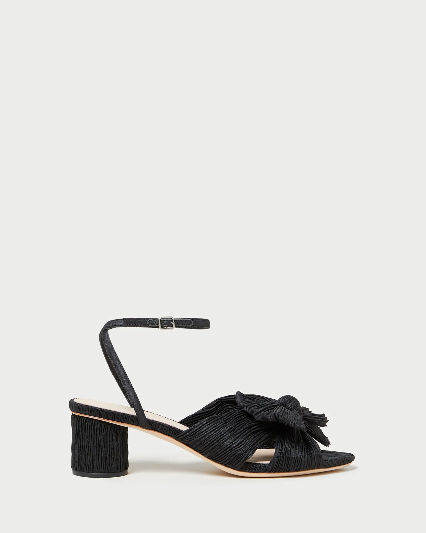 Dahlia Black Pleated Bow Heel