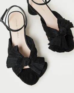 Dahlia Black Pleated Bow Heel