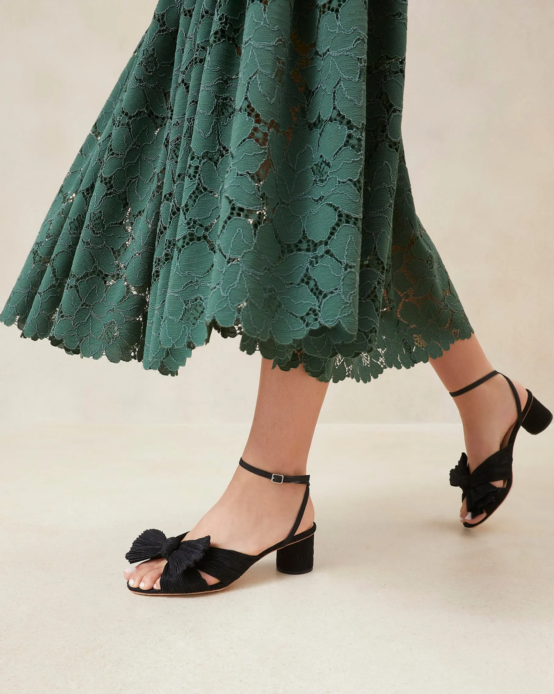 Dahlia Black Pleated Bow Heel