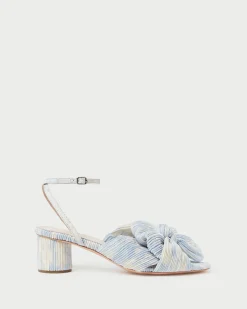 Dahlia Blue Floral Bow Heel