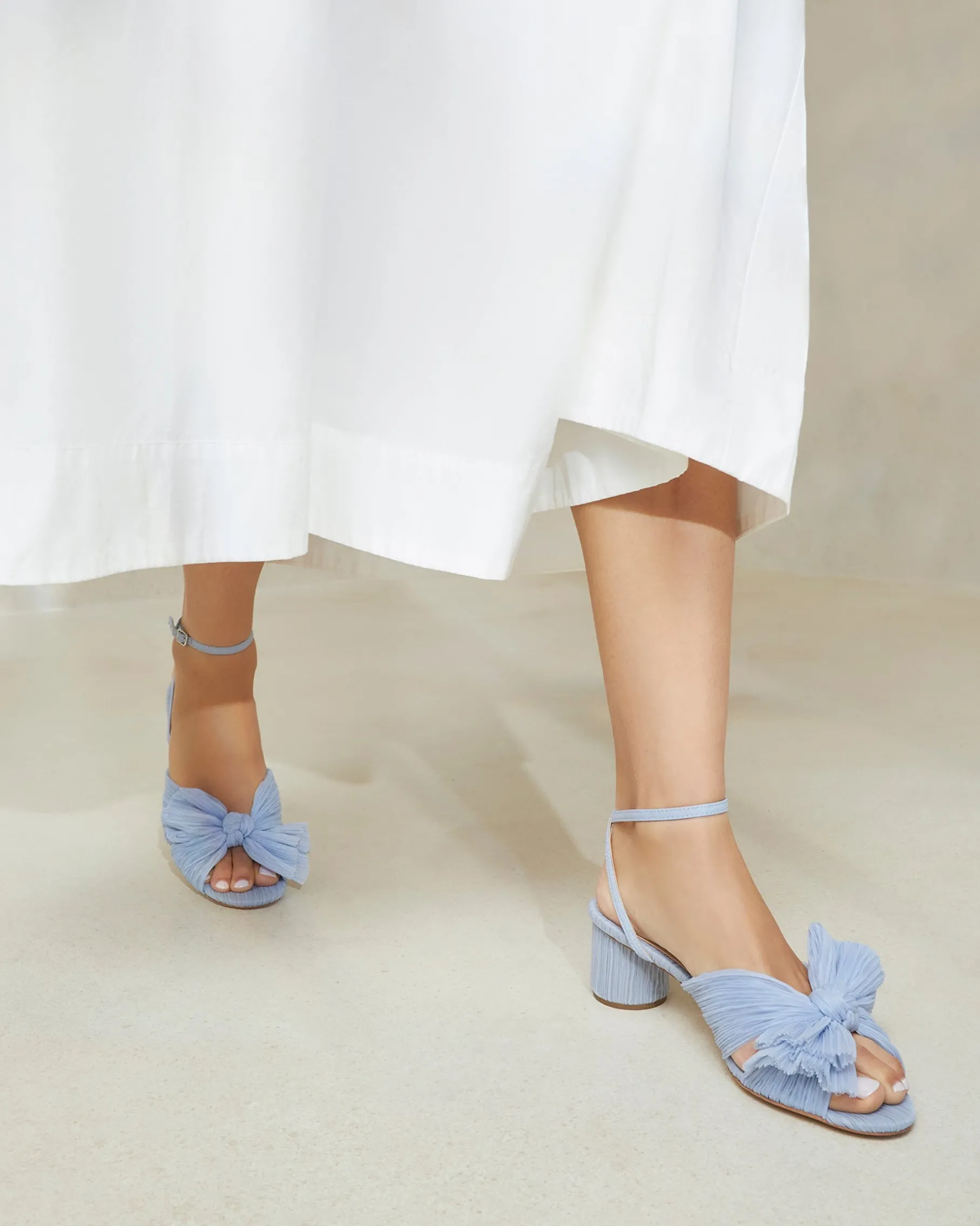 Dahlia Pearl Pleated Bow Heel