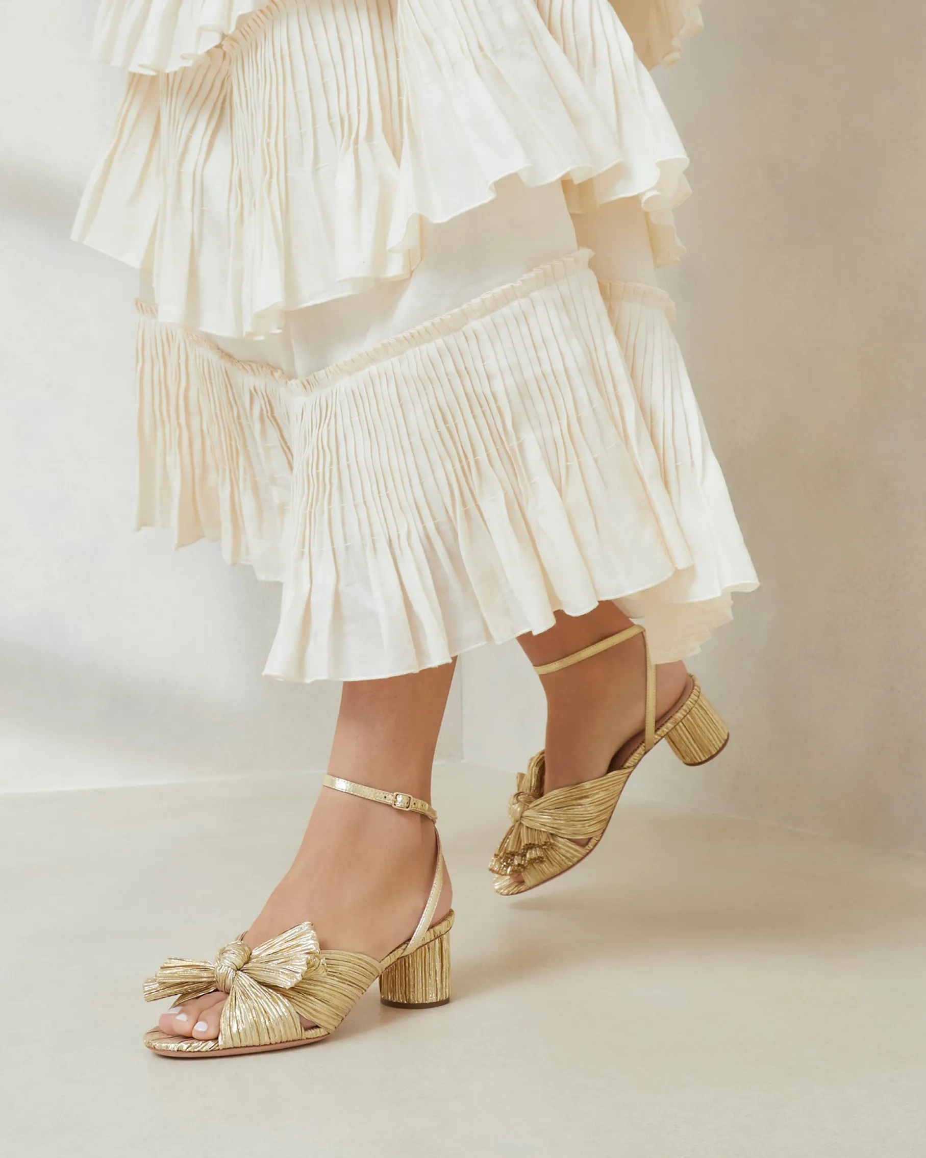 Dahlia Pearl Pleated Bow Heel