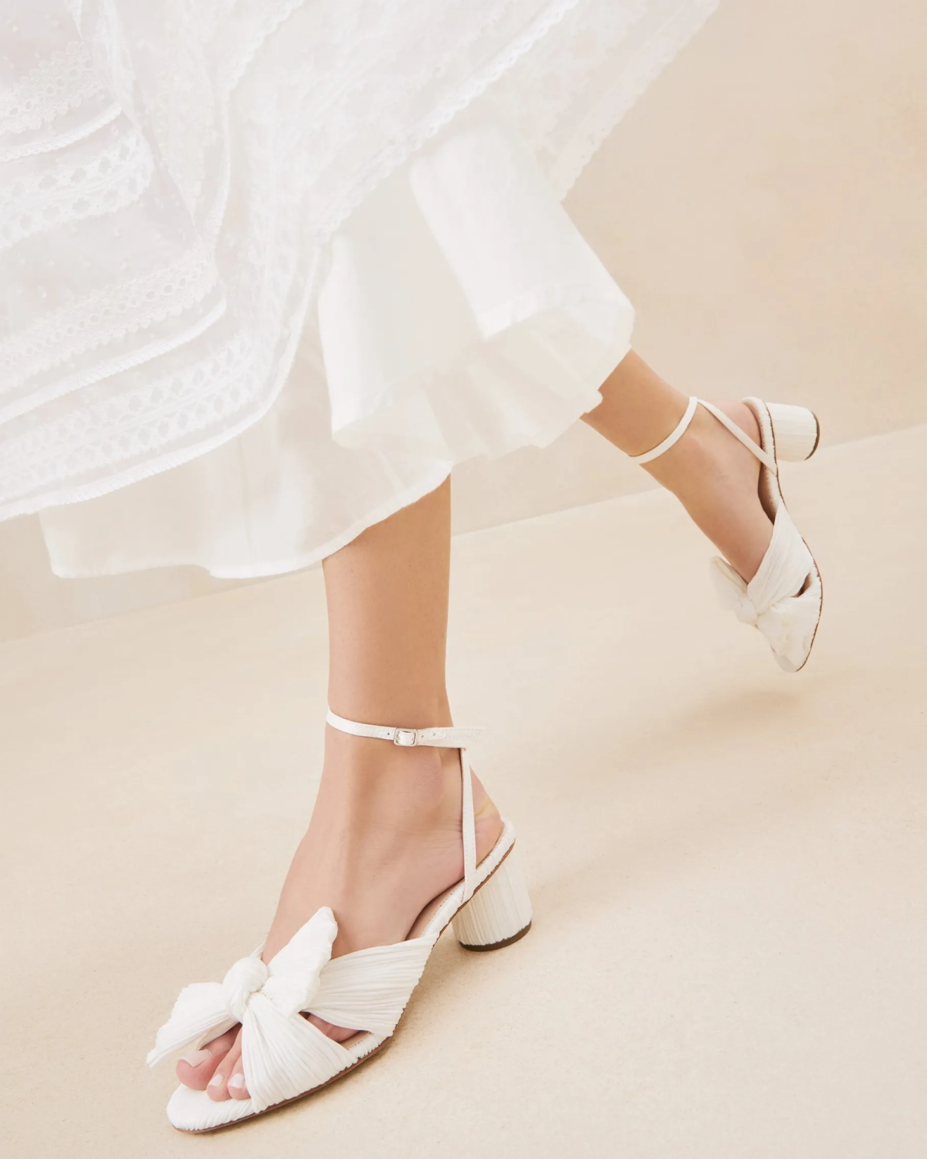 Dahlia Pearl Pleated Bow Heel