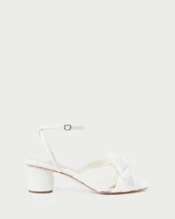 Dahlia White Pleated Bow Heel