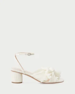 Dahlia White Pleated Bow Heel