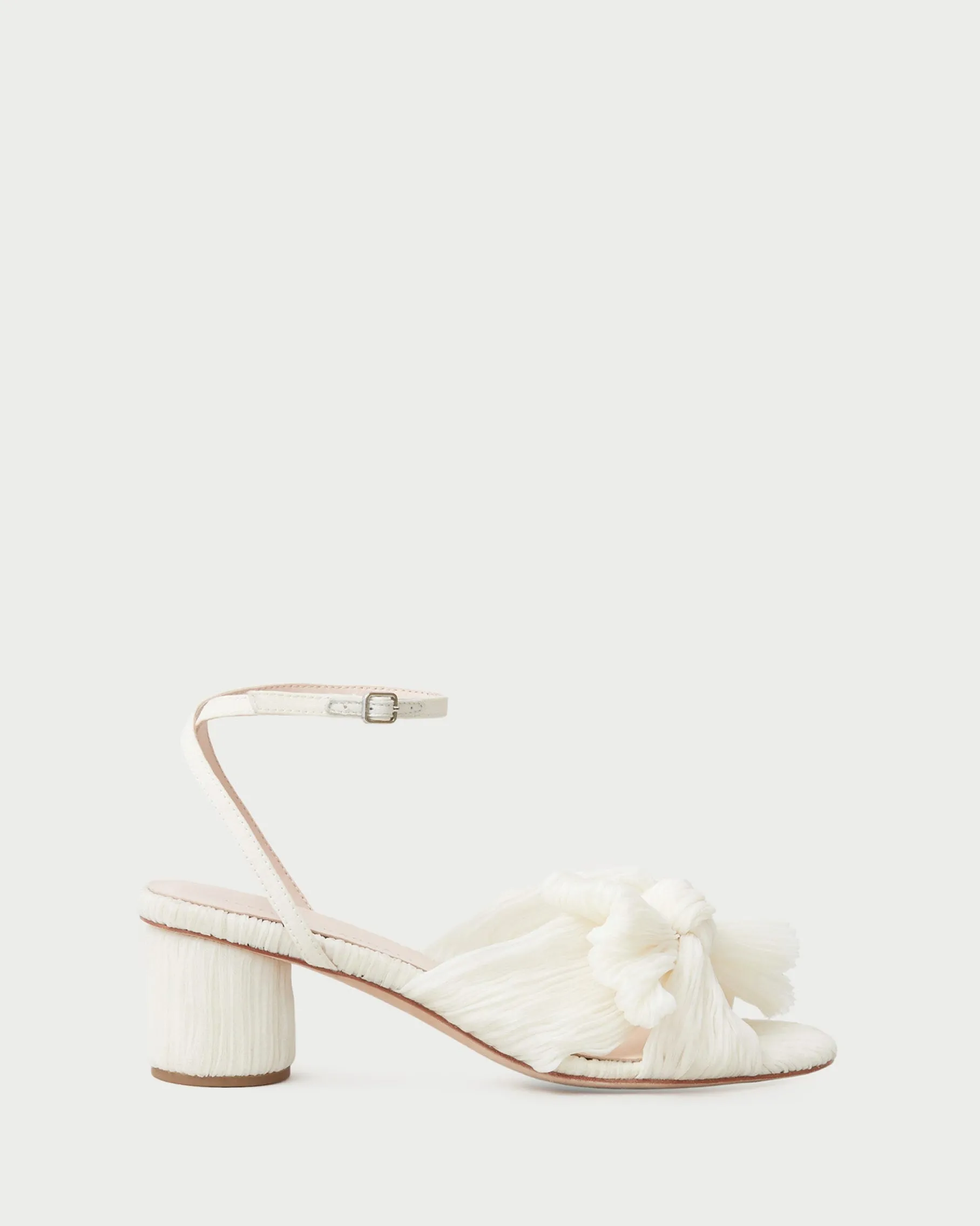 Dahlia White Pleated Bow Heel