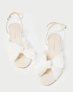 Dahlia White Pleated Bow Heel