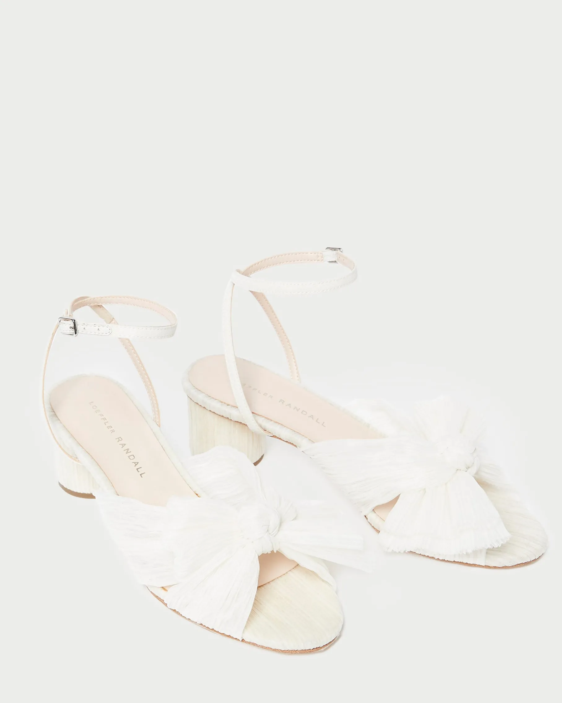 Dahlia White Pleated Bow Heel