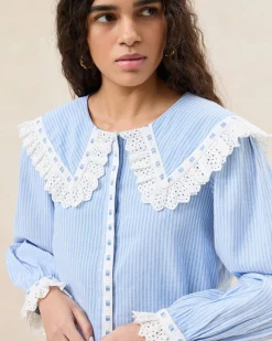 Daisy Blue Broderie Collared Blouse