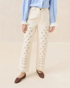 Demi Natural Embroidered Pant