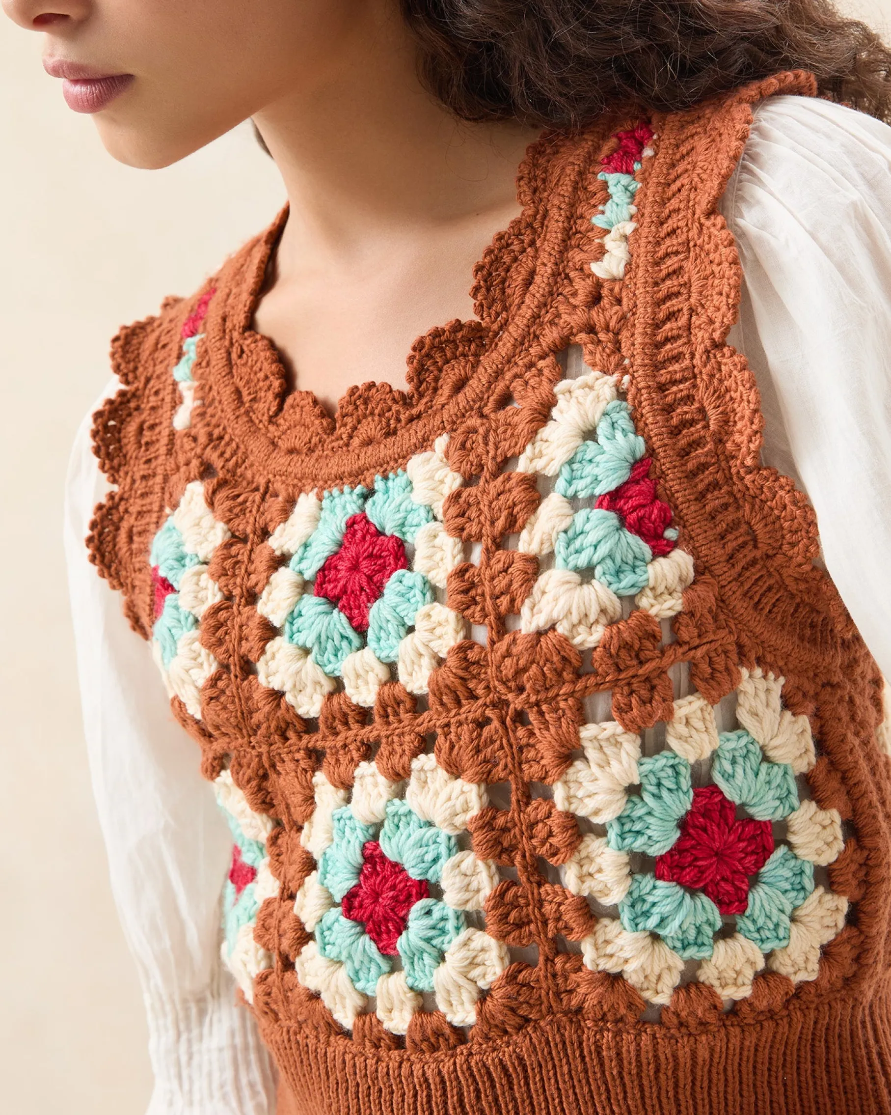 Eddie Brown/Cream Floral Vest