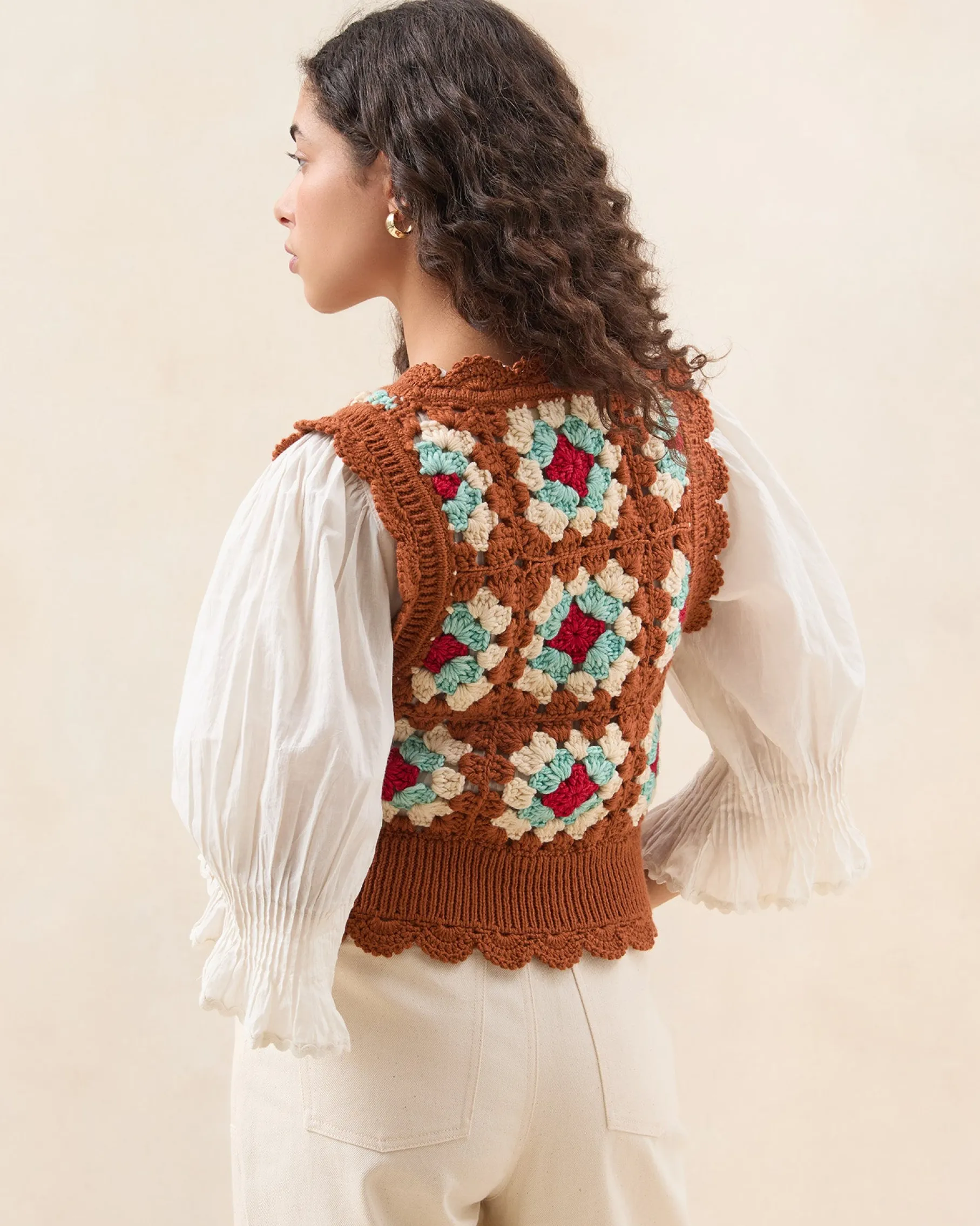 Eddie Brown/Cream Floral Vest