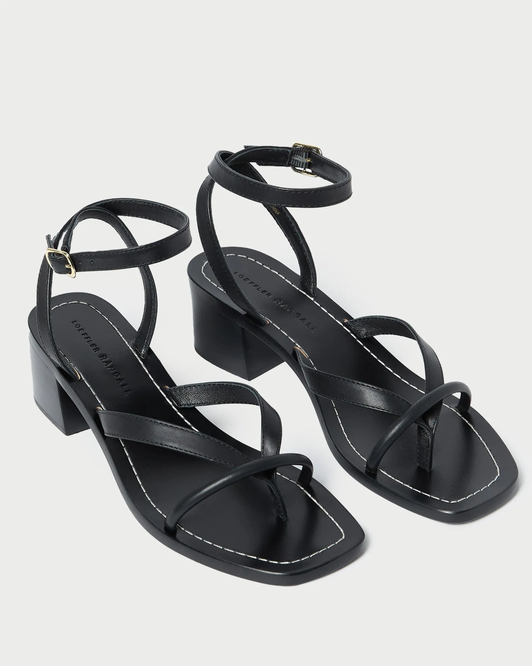 Eloise Black Leather Heeled Sandal