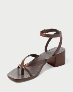 Eloise Black Leather Heeled Sandal