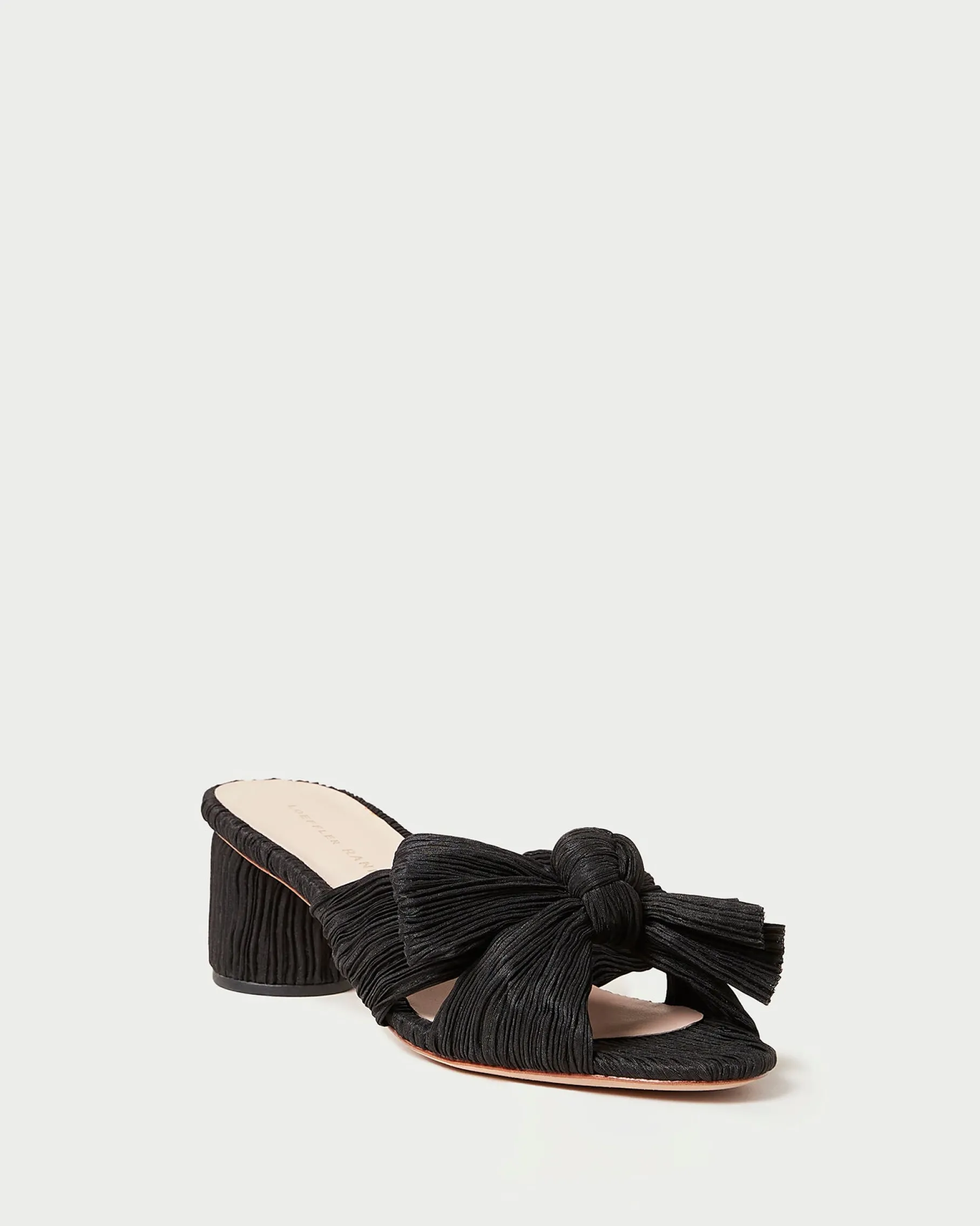 Emilia Black Pleated Bow Heel