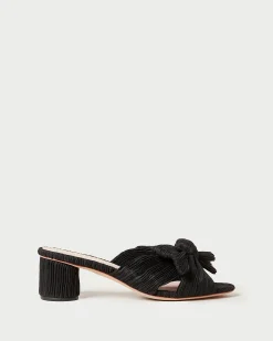 Emilia Black Pleated Bow Heel