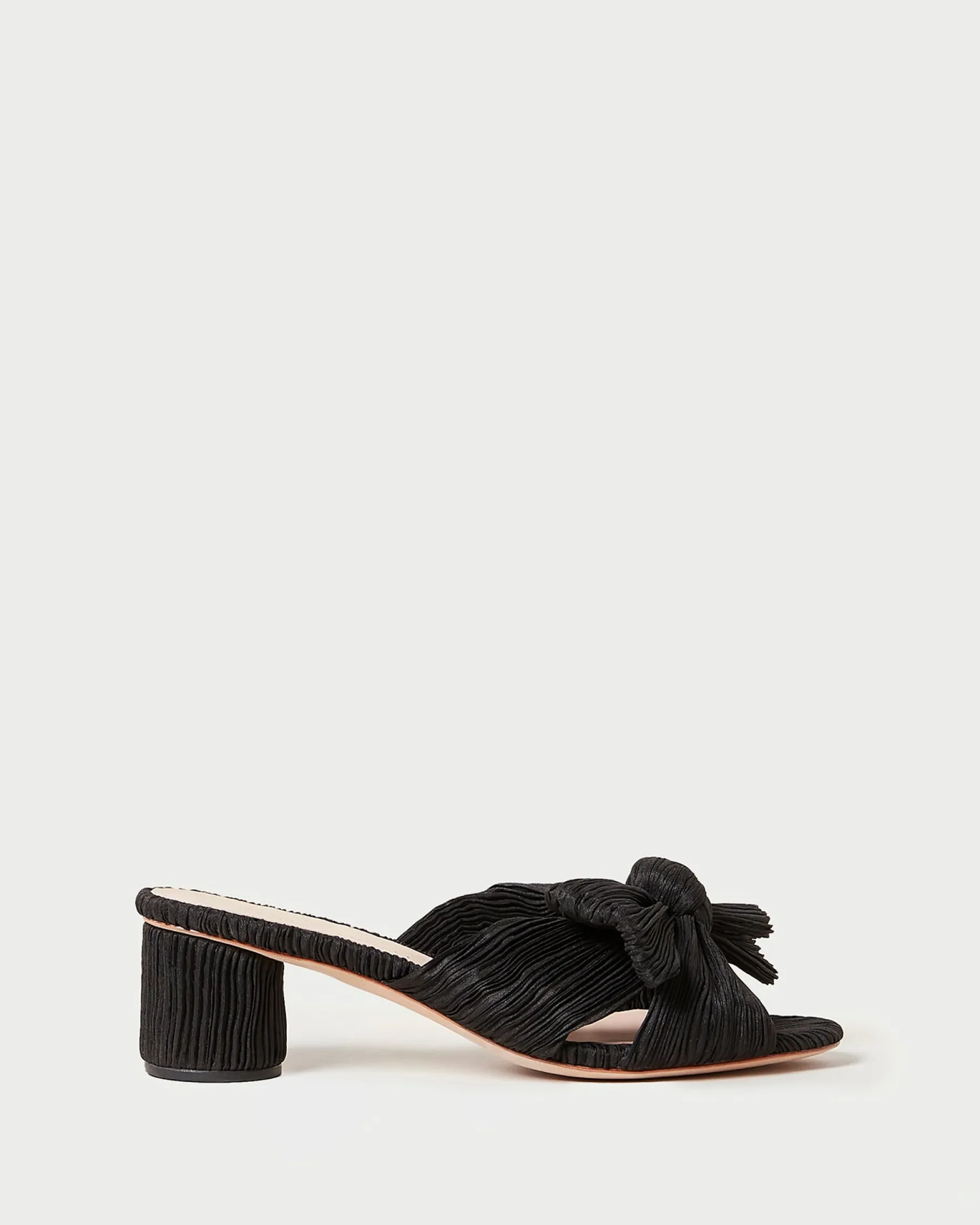 Emilia Black Pleated Bow Heel