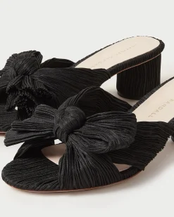 Emilia Black Pleated Bow Heel