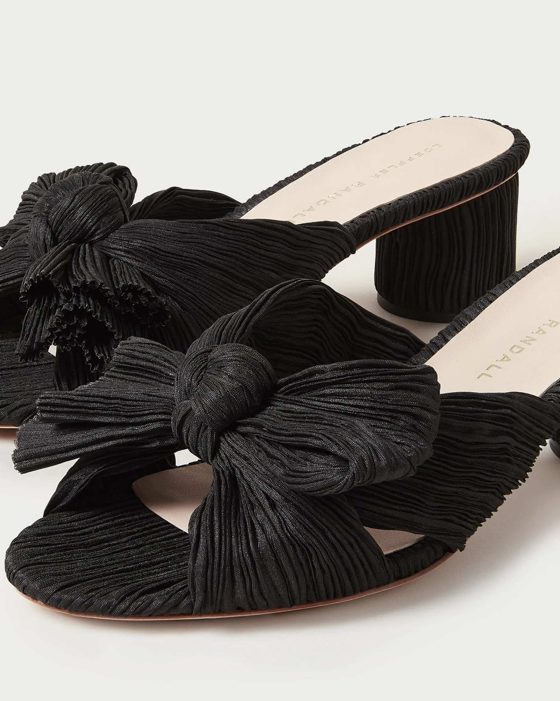 Emilia Black Pleated Bow Heel