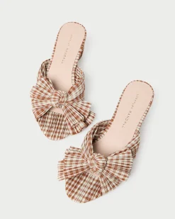 Emilia Brown Gingham Bow Heel