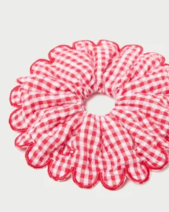 Frankie Red Gingham Scallop Scrunchie
