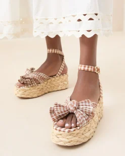 Gaby Brown Gingham Bow Espadrille