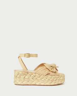 Gaby Natural Pleated Bow Espadrille