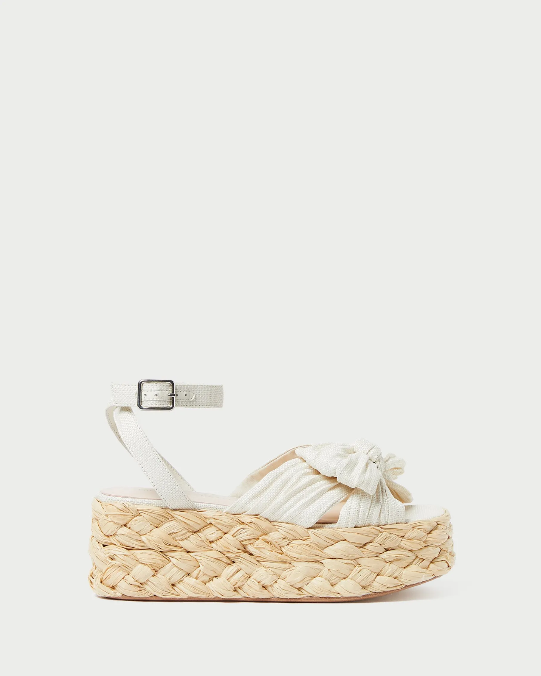Gaby White Pleated Bow Espadrille