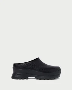 Gemma Black Leather Lug Mule