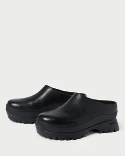 Gemma Black Leather Lug Mule