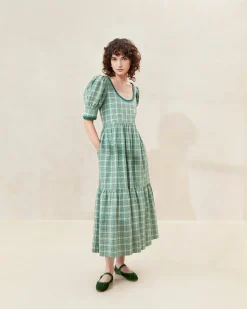 Gillian Blue Floral Puff-Sleeve Dress