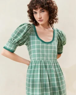 Gillian Blue Floral Puff-Sleeve Dress