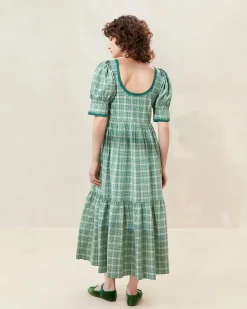 Gillian Blue Floral Puff-Sleeve Dress