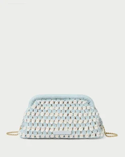 Glenda Blue/Cream Crochet Clutch