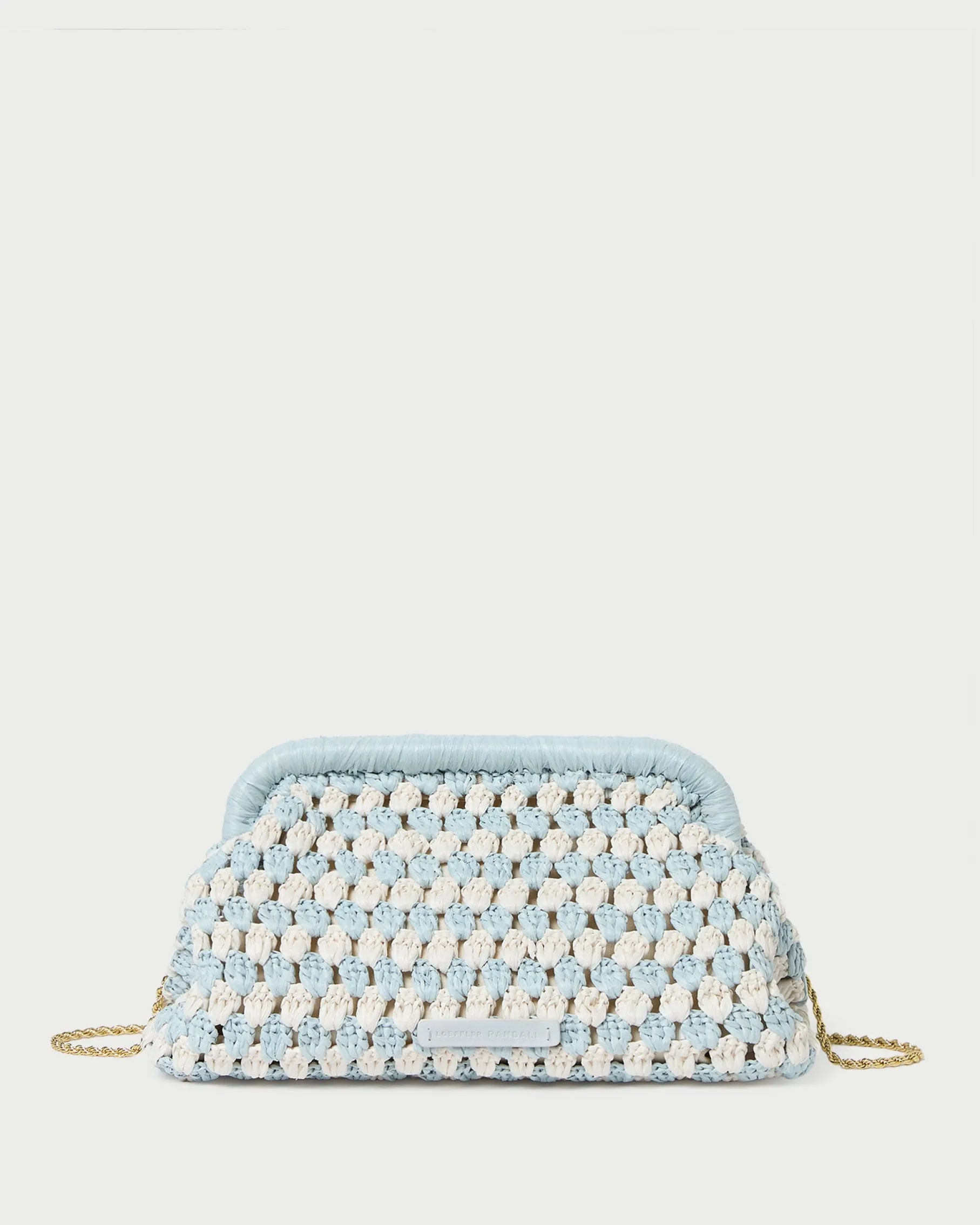 Glenda Blue/Cream Crochet Clutch