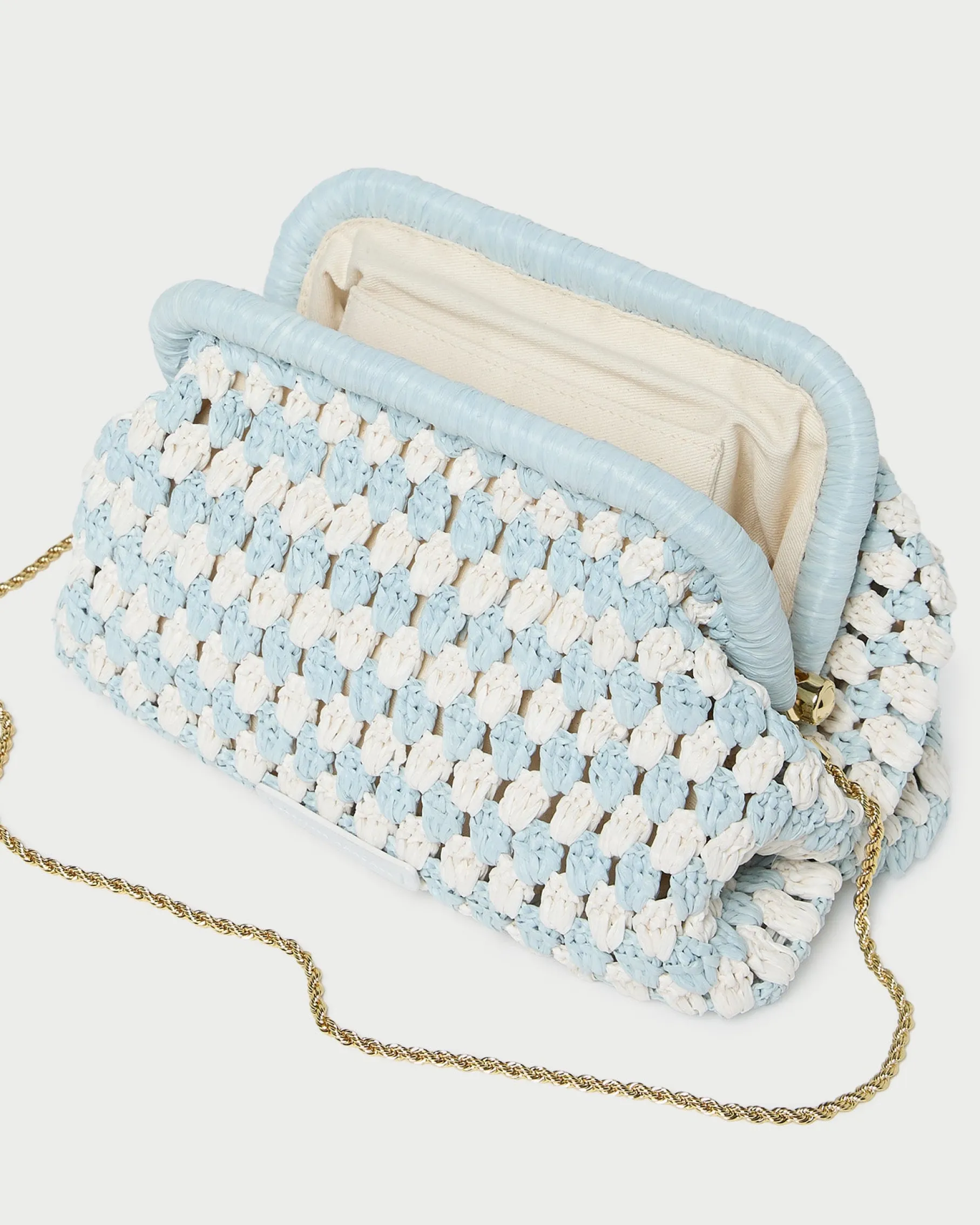 Glenda Blue/Cream Crochet Clutch
