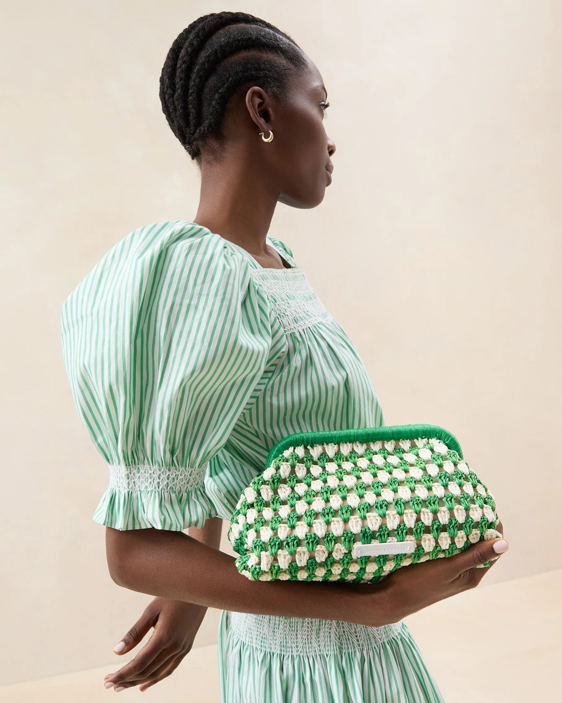 Glenda Green/Cream Crochet Clutch
