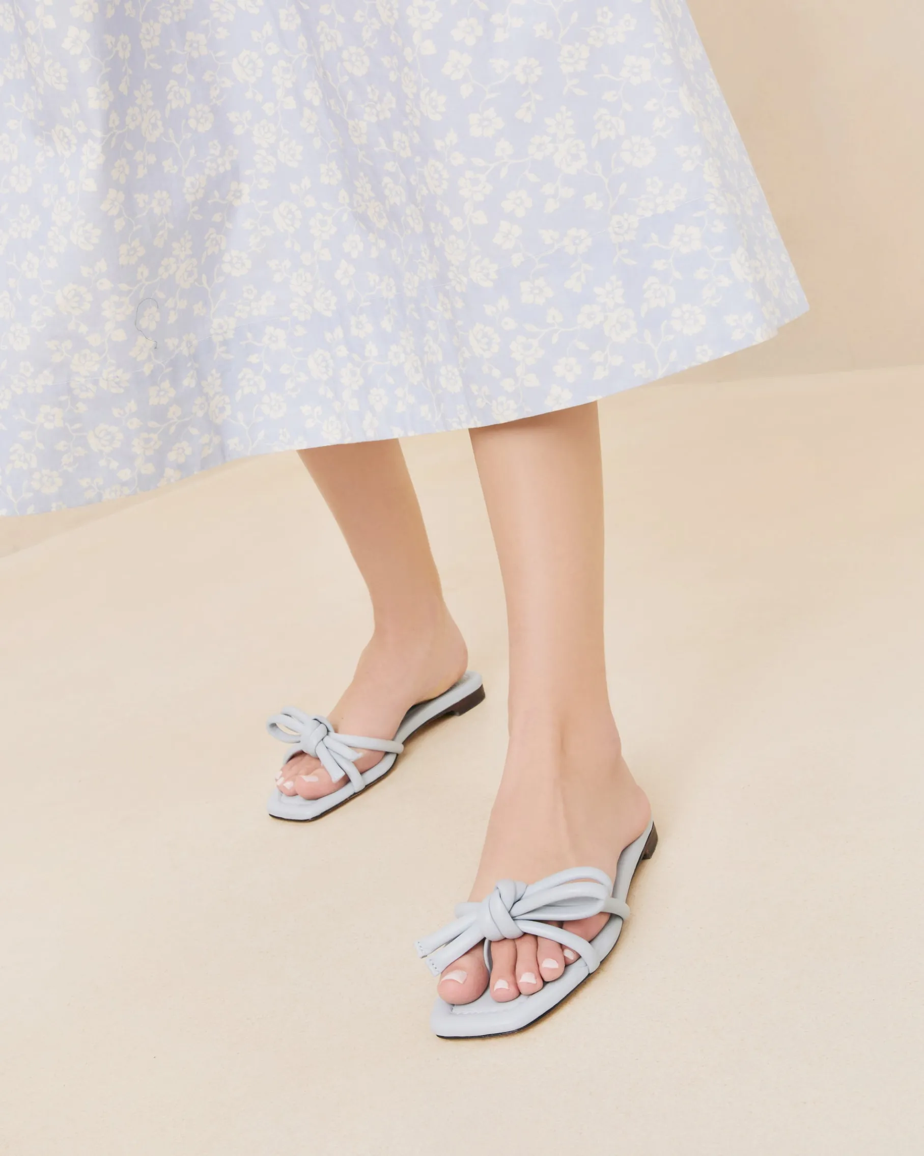 Hadley Blue Leather Bow Sandal