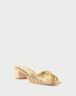 Hazel Gold Leather Knot Mule