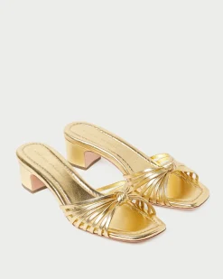 Hazel Gold Leather Knot Mule