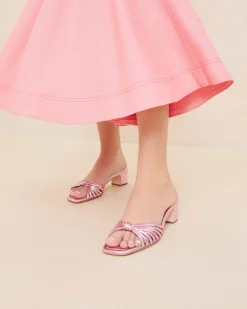 Hazel Gold Leather Knot Mule