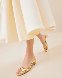 Hazel Pink Leather Knot Mule