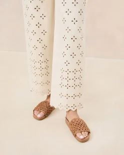 Henri Brown Crochet Leather Sandal