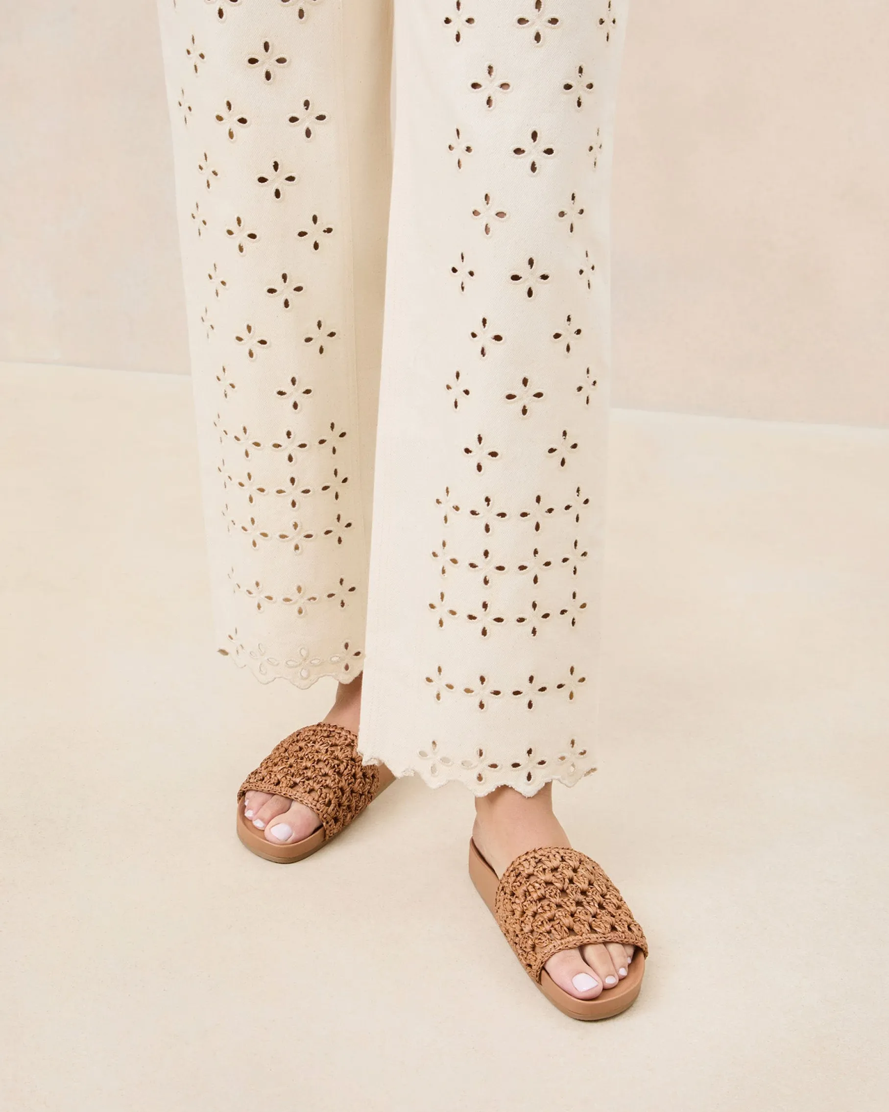 Henri Brown Crochet Leather Sandal